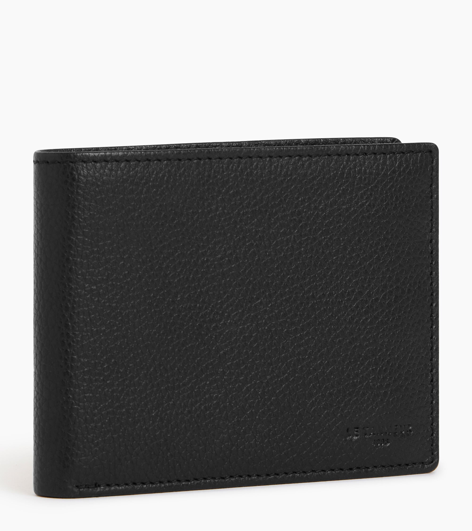 Charles horizontal, zipped wallet with 2 gussets in grained leather