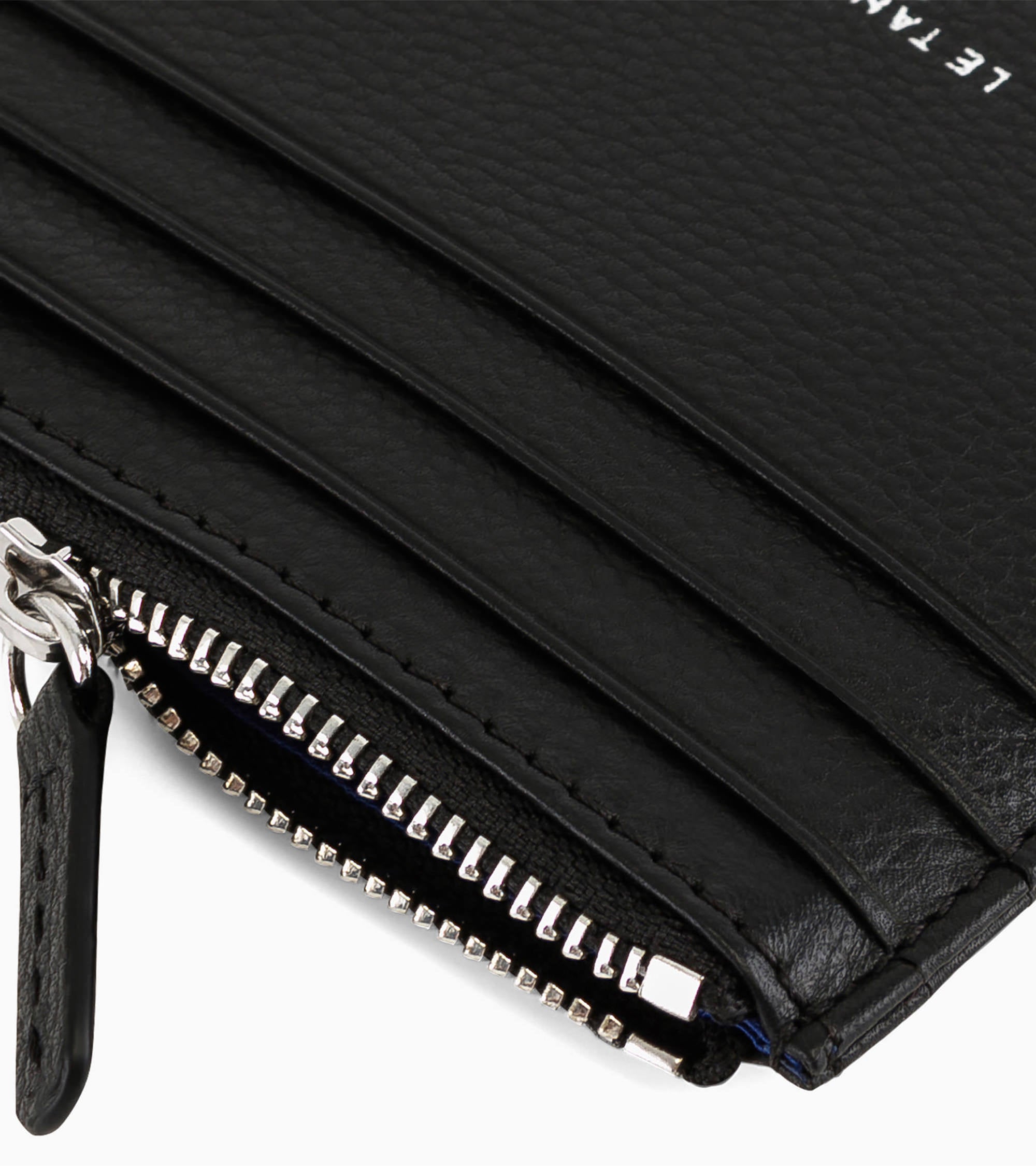 Zipped Charles pebbled leather cardholder