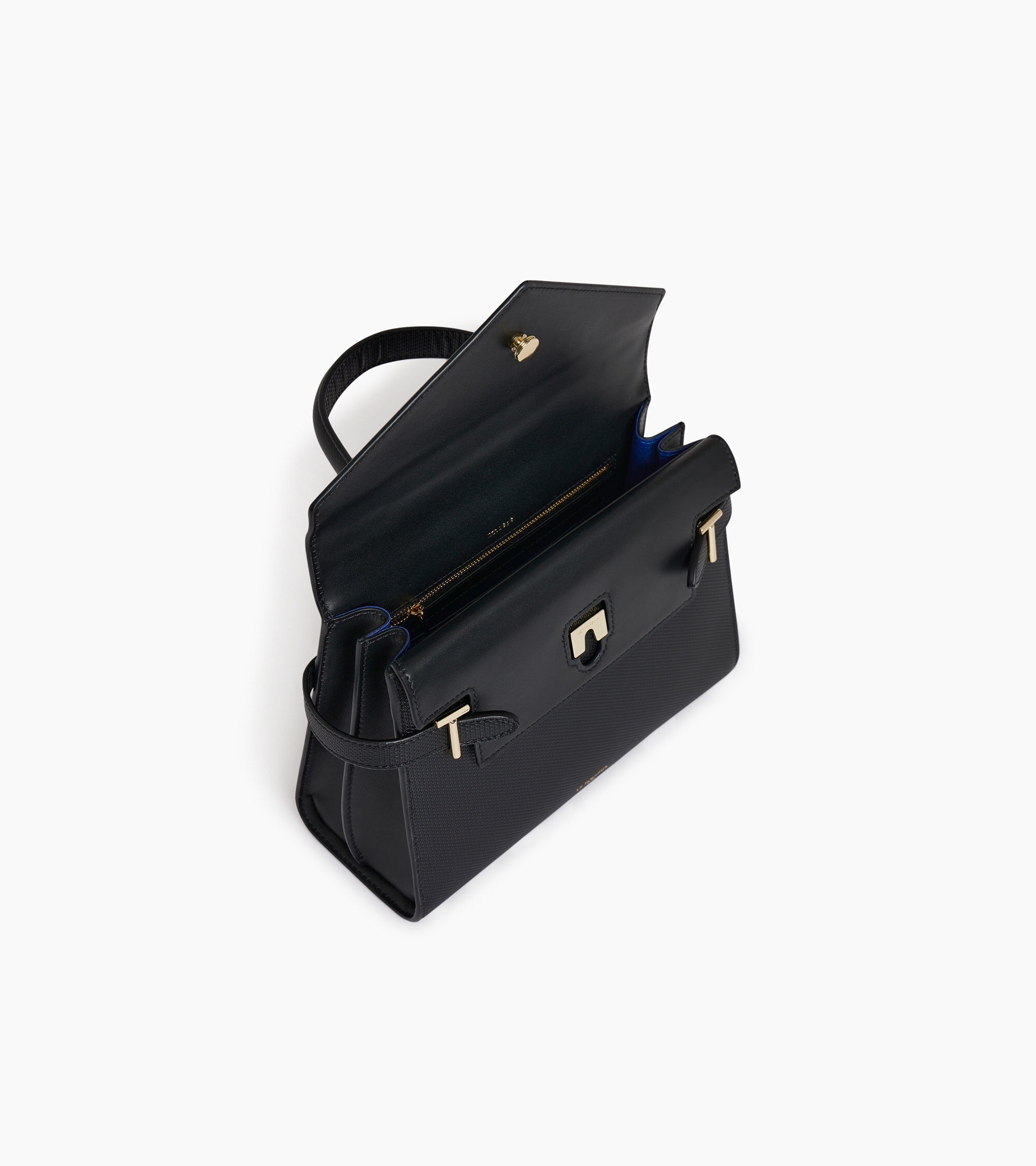 Emilie medium double flap handbag model in T signature leather