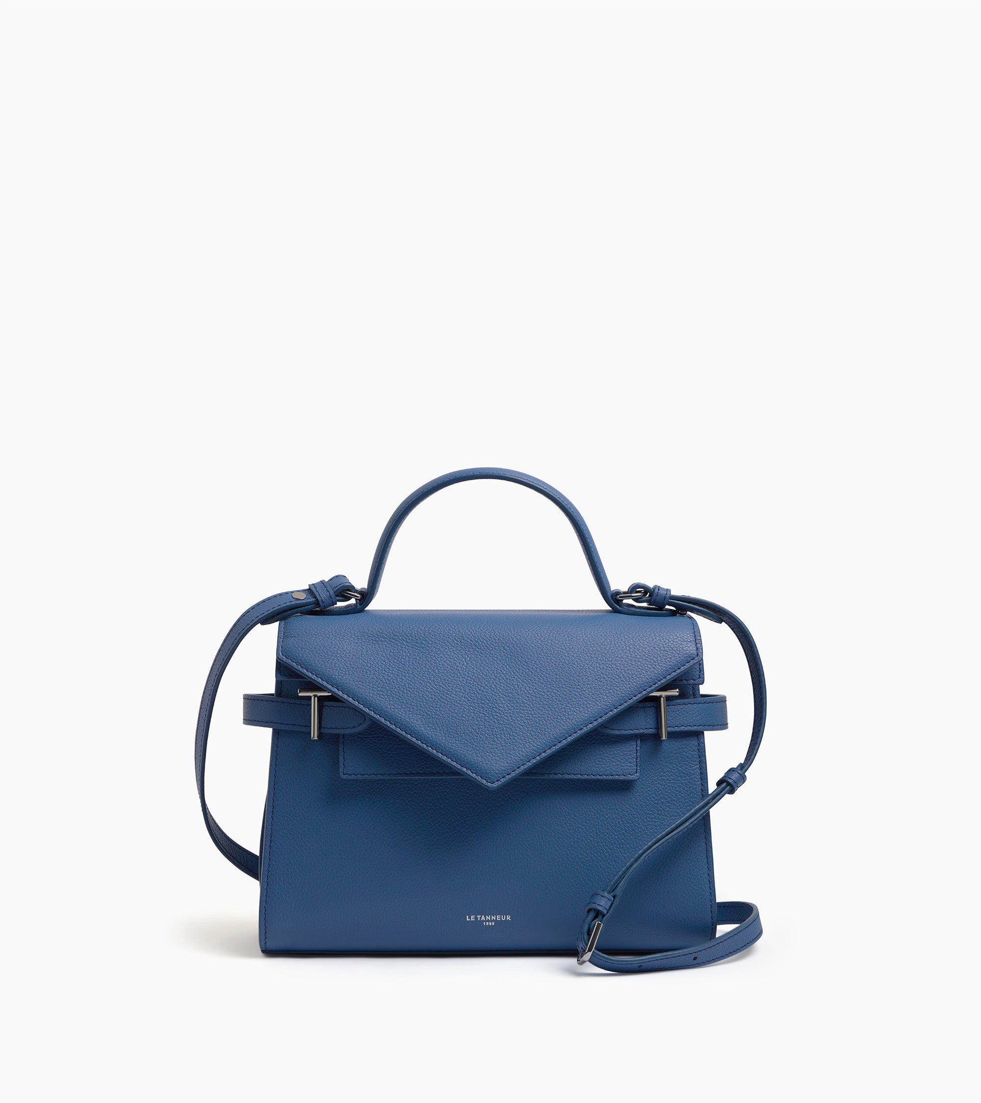 Emilie medium double flap handbag model in grained leather
