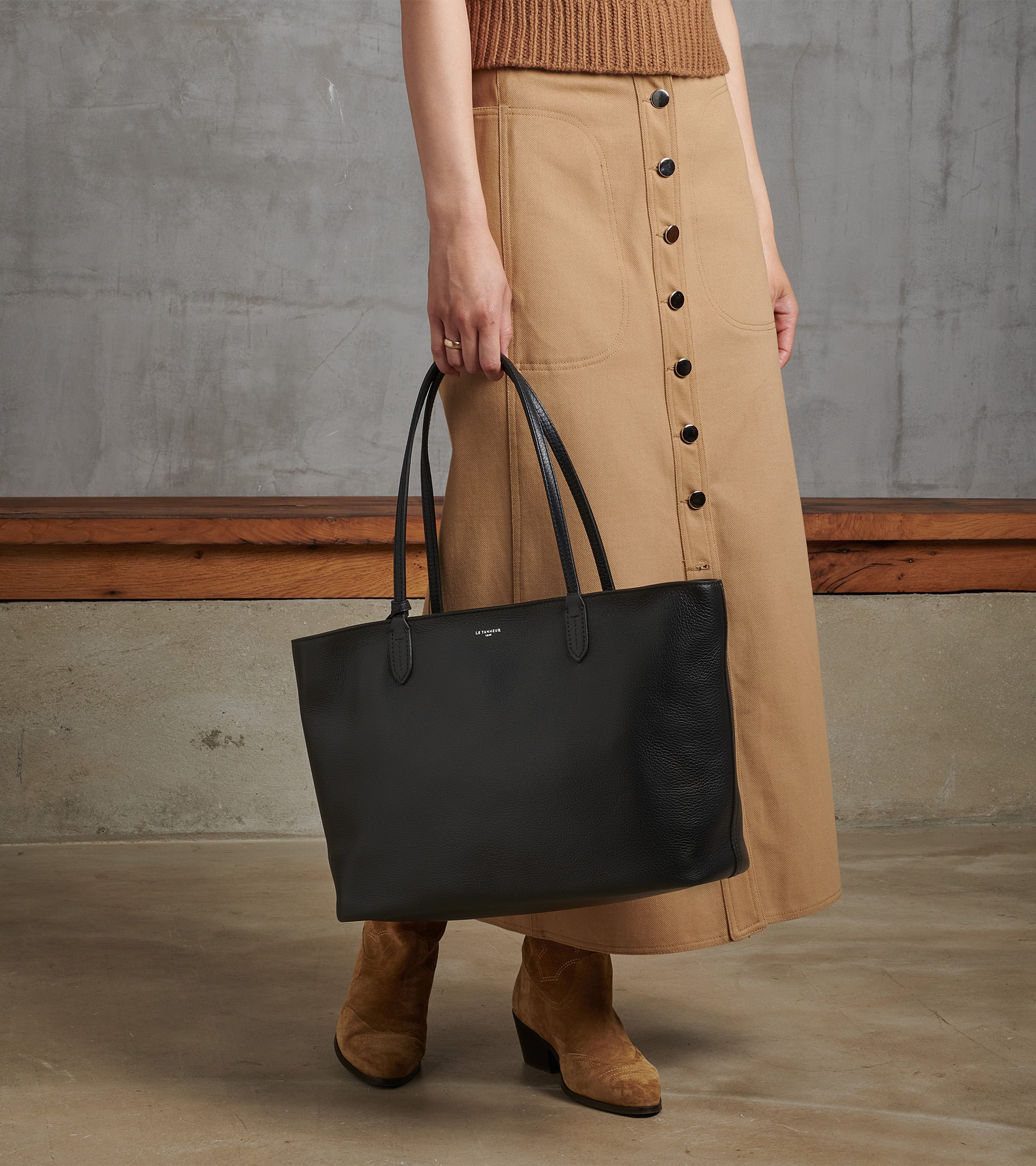 Large Louise tote bag in pebbled leather