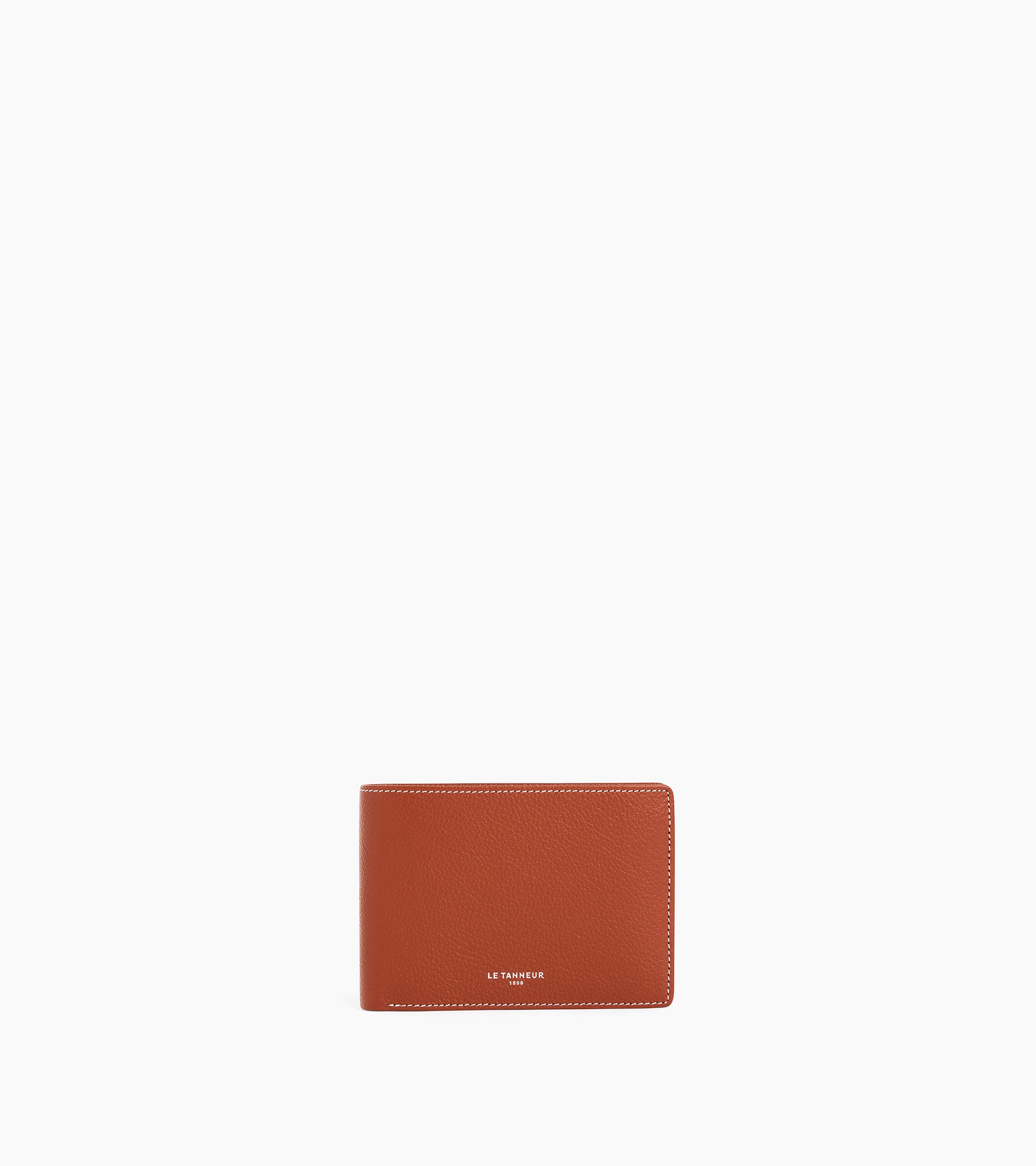 Emile flap wallet with 2 gussets in pebbled leather