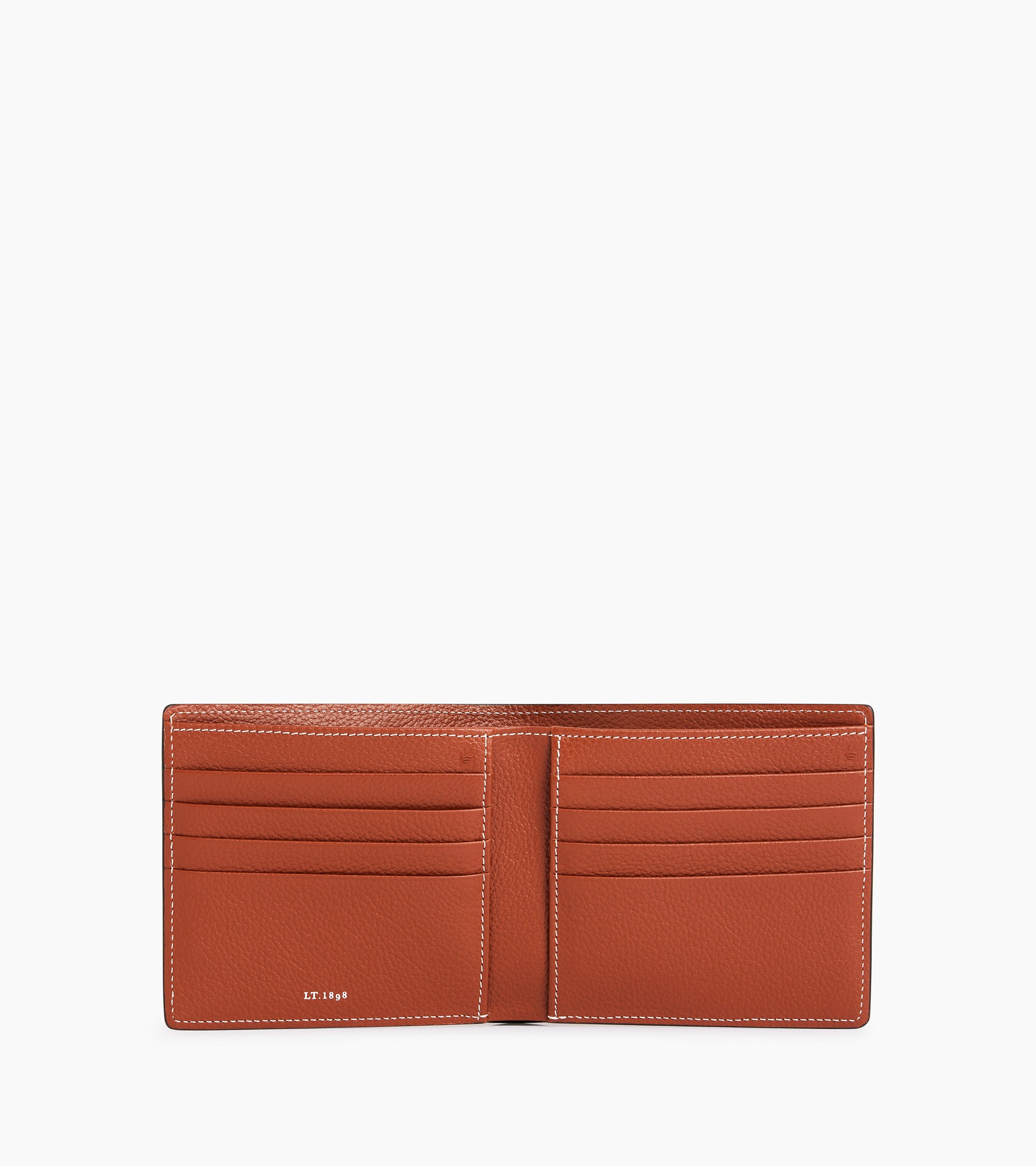 Emile card case with bill pocket in pebbled leather