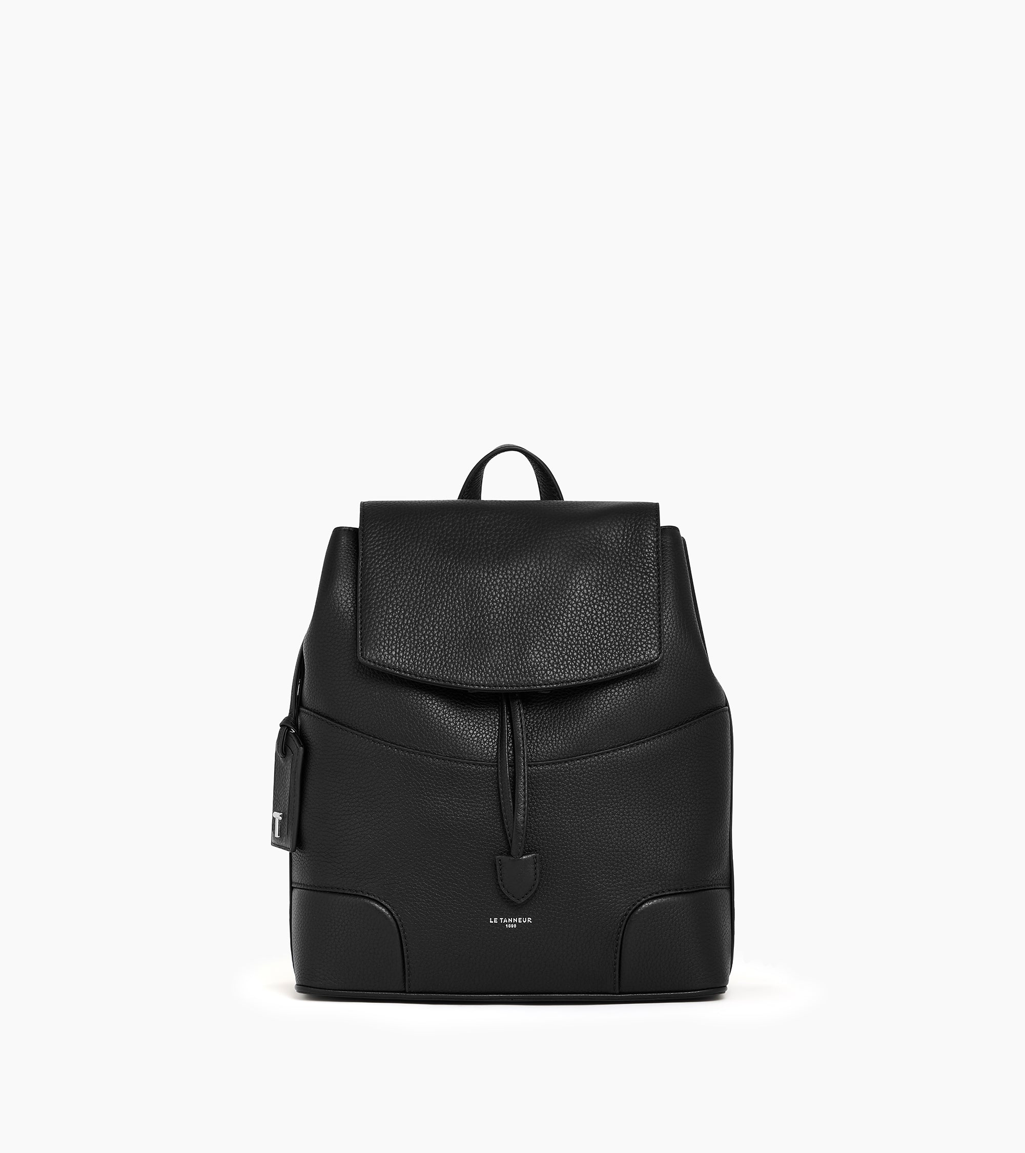 Romy flap-closure backpack in pebbled leather