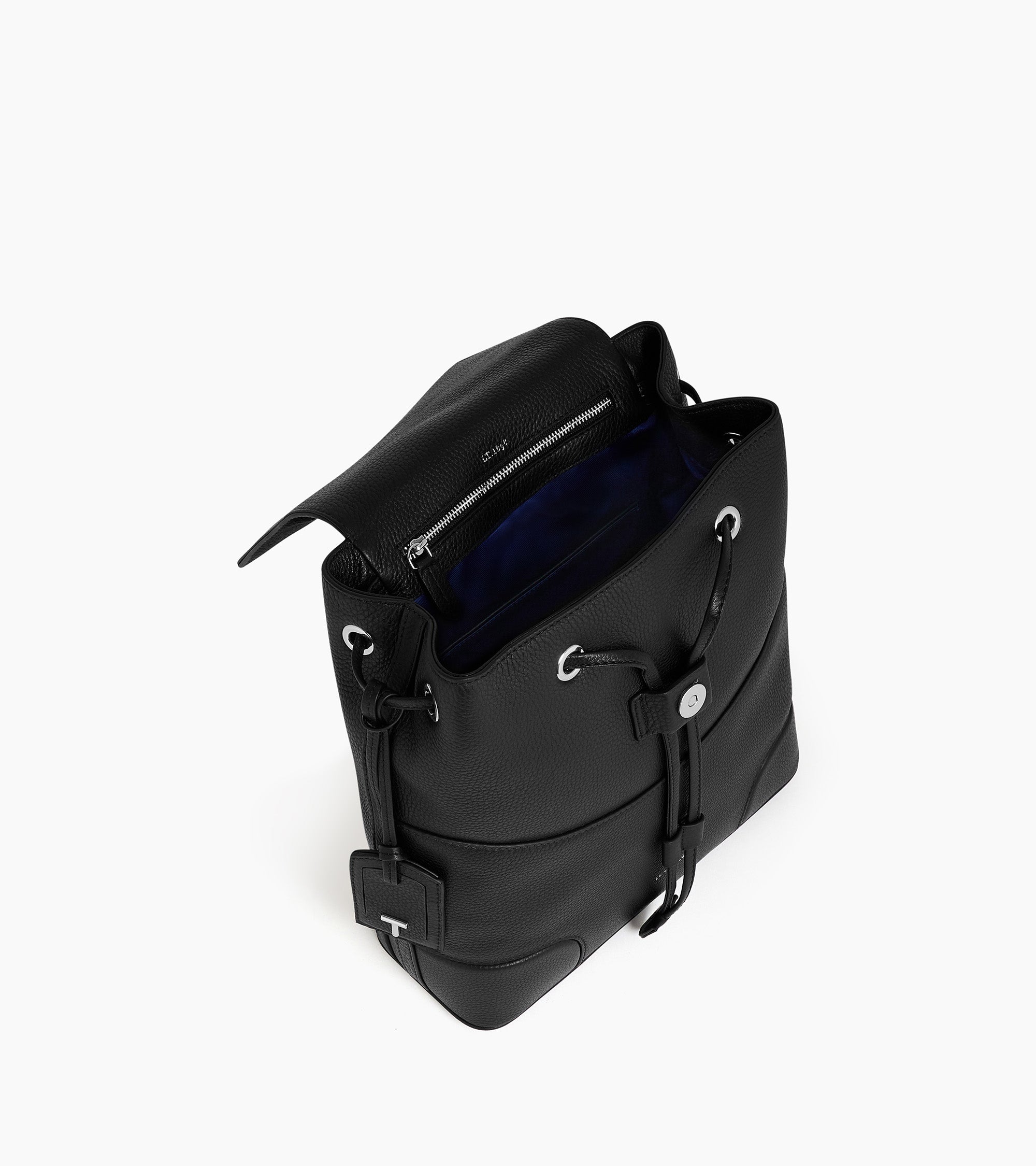 Romy flap-closure backpack in pebbled leather