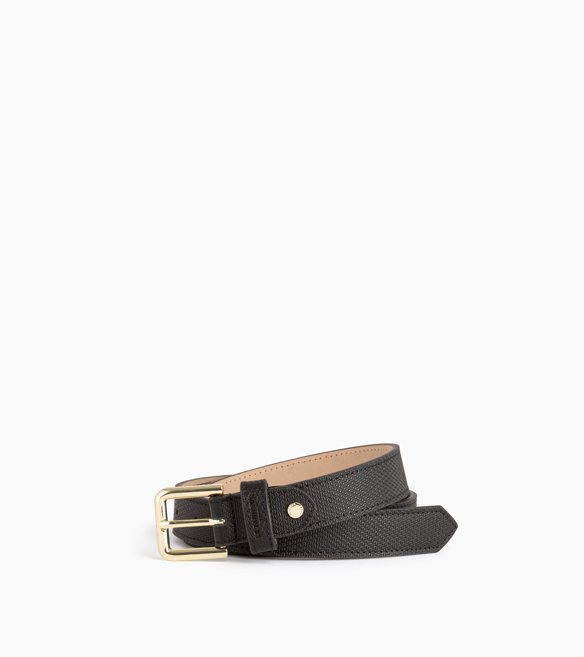 Women's belt with square buckle with T grain