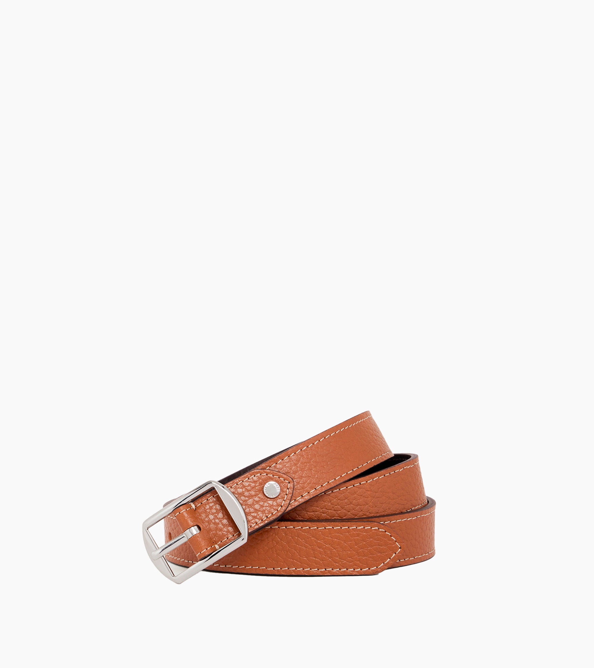 Women's reversible belt with square buckle in pebbled leather
